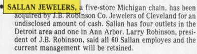Sallan Jewelers - Jan 1978 Buyout